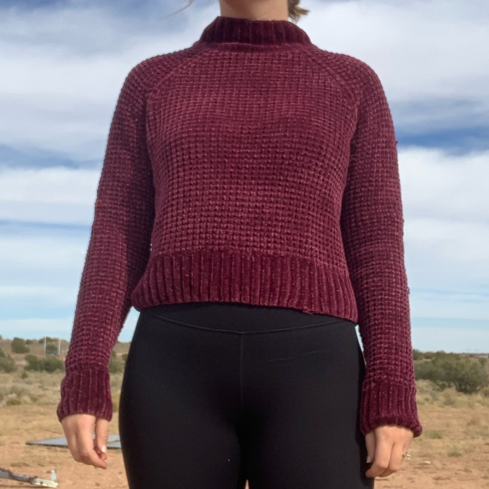 Divided H&M Chenille Magenta Mock Neck Sweater